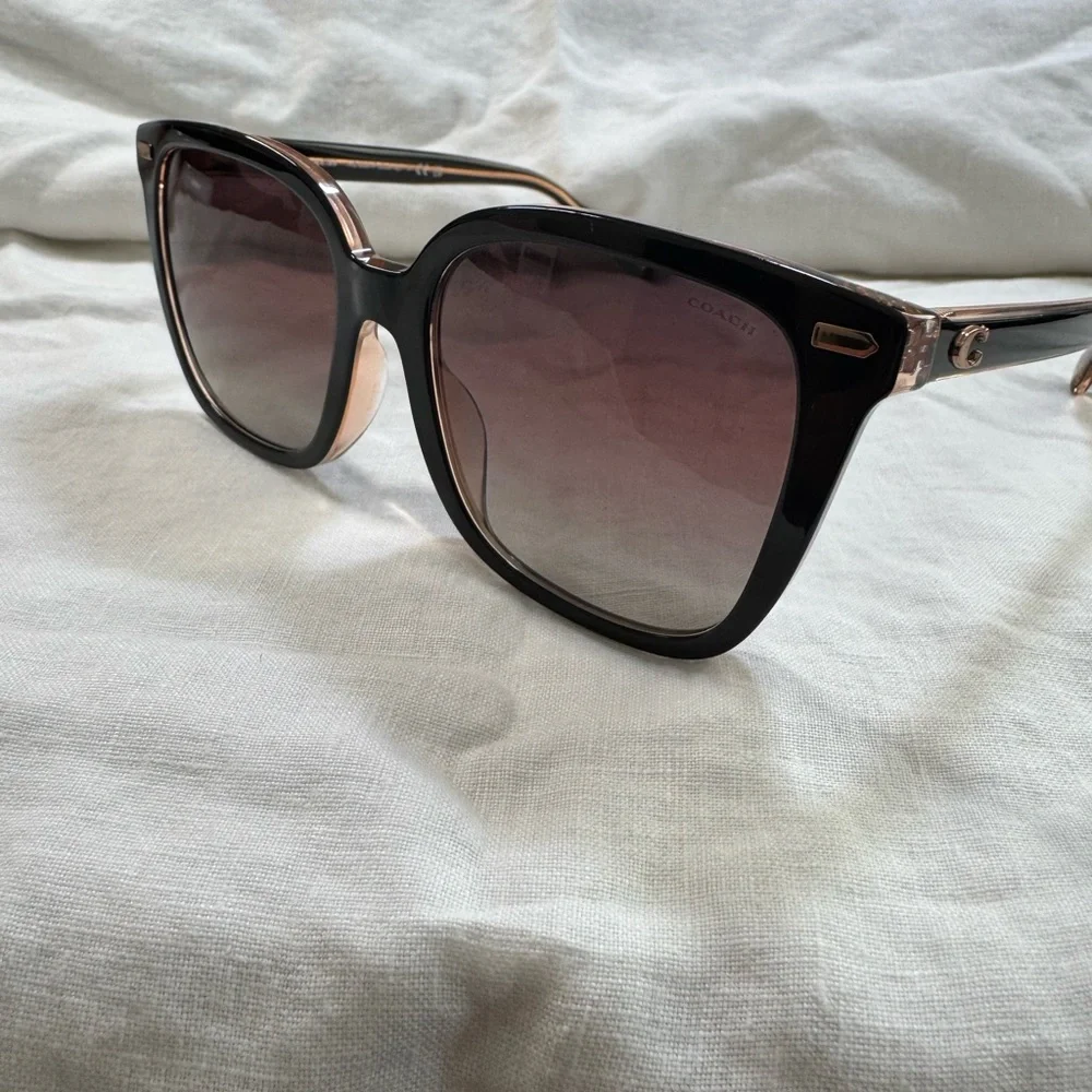 Coach Black Frame Sunglasses with Gradient Brown Lenses